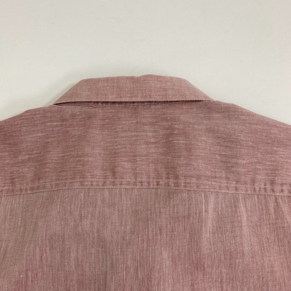 Theory Mens Large Heather Red Button Down Shirt Long Sleeve 2 Front Pockets - Picture 8 of 12